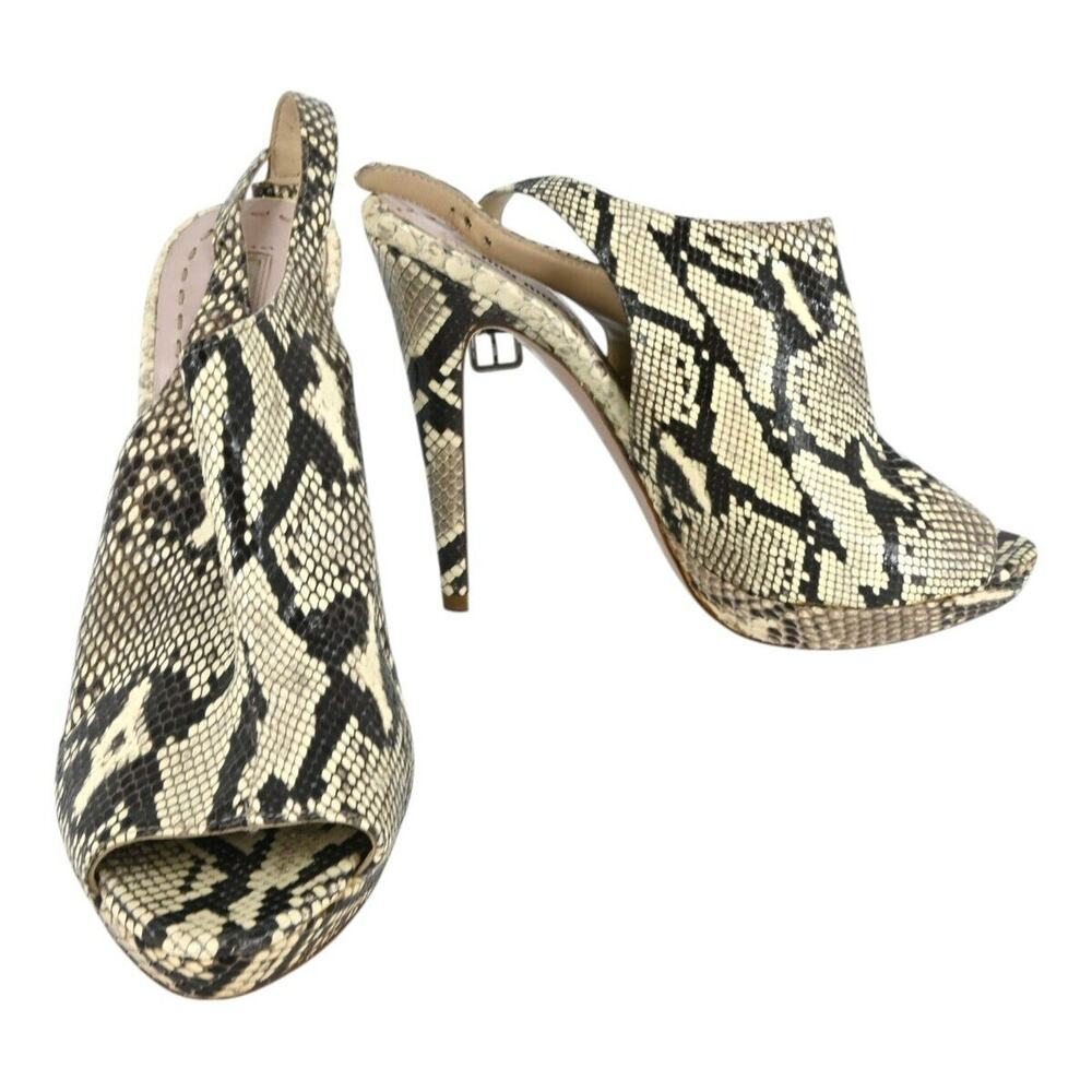 Miu Miu Snakeskin Platform Slingback Peep Toe High Heel Pumps Size 39